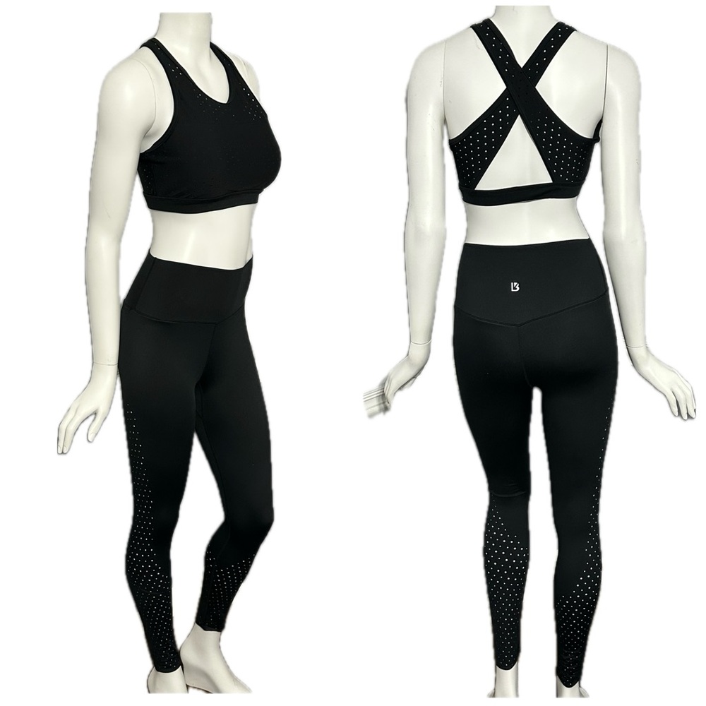 Buff Bunny Women’s Perforated Set Sports‎ Bra And Leggings Size Small Black